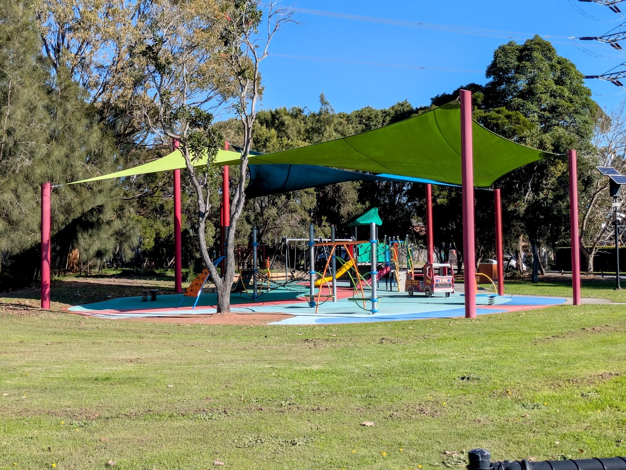 Play equipment at Mason Park Playground.